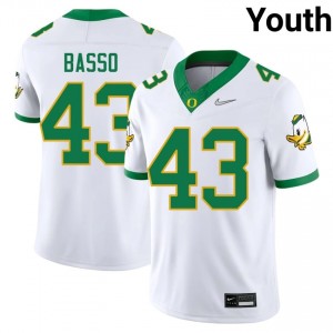 White Luke Basso #43 UO Ducks Jersey | Youth High School Football Licensed Embroidery 31877600