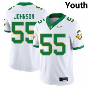 White Matthew Johnson #55 Ducks Jersey | Youth High School Football Licensed Stitch 12009377