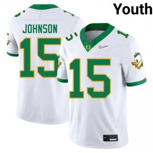 White Tez Johnson #15 Ducks Jersey | Youth High School Football Moisture Wicking Stitched 85077891