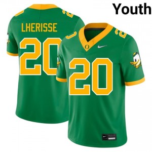 Green Xavier Lherisse #20 Ducks Jersey | Youth High School Football Fresh Swen 58706082