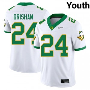 #24 Zach Grisham Ducks White Jersey | Alumni Stitched Youth Player Football Gear 61886186