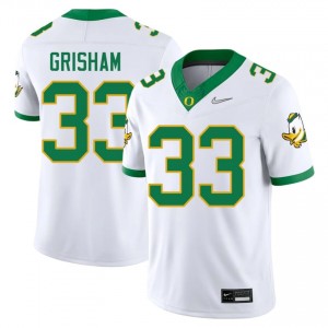 White Zach Grisham #33 Ducks Jersey | Men High School Football Licensed Embroidery 15270781
